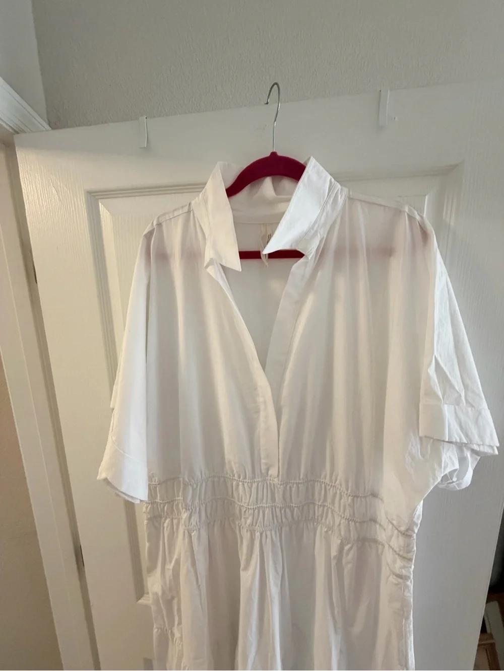 Anthropologie Shirt dress White Tiered Maxi with Smocked Waistband - Picture 6 of 13